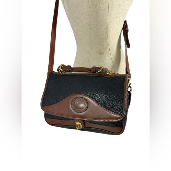 Vintage DOONEY & BOURKE Carrier black leather satchel shoulder bag purse classic - Picture 11 of 13